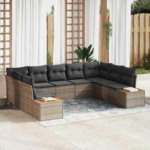 vidaXL Set de canapele pentru grădină cu pernă 9 pcs Gri Rattan poli imagine