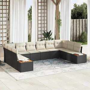 vidaXL Set de canapele pentru grădină 10 pcs Negru Rattan poli imagine