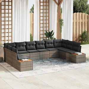 vidaXL Set de canapele pentru grădină cu pernă 10 pcs Gri Rattan poli imagine