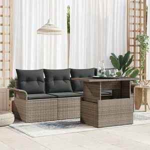 vidaXL Set de canapele pentru grădină cu pernă 5 pcs Gri Rattan poli imagine