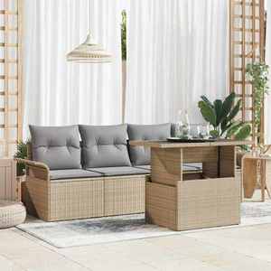vidaXL Set de canapele pentru grădină cu pernă 5 pcs Bej Rattan poli imagine