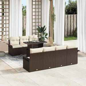 vidaXL Set de canapele pentru grădină cu pernă 8 pcs Maro Rattan poli imagine