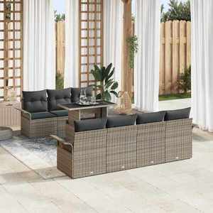 vidaXL Set de canapele pentru grădină cu pernă 8 pcs Gri Rattan poli imagine