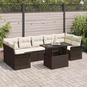 vidaXL Set de canapele pentru grădină cu pernă 8 pcs Maro Rattan poli imagine