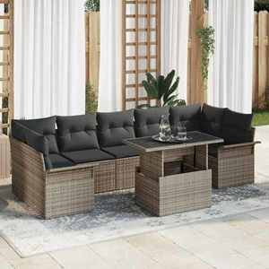 vidaXL Set de canapele pentru grădină cu pernă 8 pcs Gri Rattan poli imagine