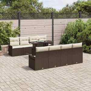 vidaXL Set de canapele pentru grădină cu pernă 9 pcs Maro Rattan poli imagine