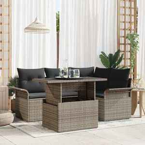 vidaXL Set de canapele pentru grădină cu pernă 5 pcs Gri Rattan poli imagine