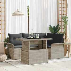vidaXL Set de canapele pentru grădină 5 pcs Gri deschis Rattan poli imagine