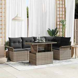 vidaXL Set de canapele pentru grădină cu pernă 6 pcs Gri Rattan poli imagine
