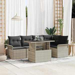 vidaXL Set de canapele pentru grădină 6 pcs Gri deschis Rattan poli imagine
