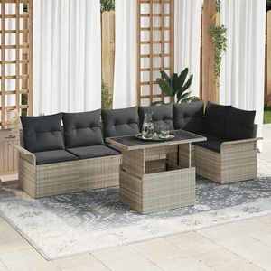 vidaXL Set de canapele pentru grădină 7 pcs Gri deschis Rattan poli imagine