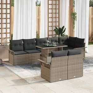 vidaXL Set de canapele pentru grădină cu pernă 9 pcs Gri Rattan poli imagine