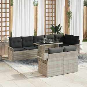 vidaXL Set de canapele pentru grădină 9 pcs Gri deschis Rattan poli imagine