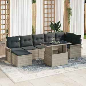 vidaXL Set de canapele pentru grădină 8 pcs Gri deschis Rattan poli imagine