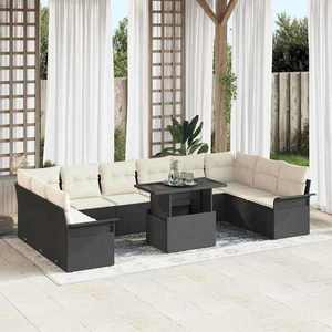 vidaXL Set de canapele pentru grădină 11 pcs Negru Rattan poli imagine
