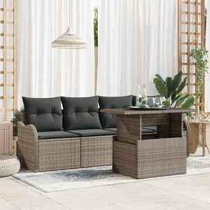 vidaXL Set de canapele pentru grădină cu pernă 5 pcs Gri Rattan poli imagine