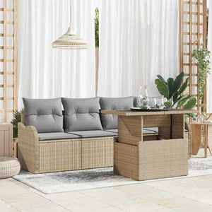 vidaXL Set de canapele pentru grădină cu pernă 5 pcs Bej Rattan poli imagine