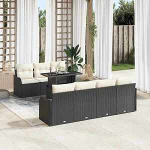 vidaXL Set de canapele pentru grădină cu pernă 8 pcs Negru Rattan poli imagine