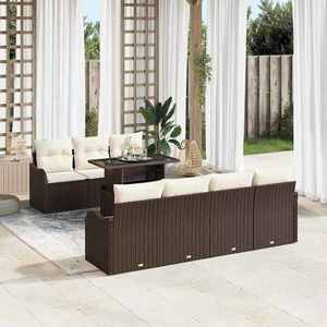 vidaXL Set de canapele pentru grădină cu pernă 8 pcs Maro Rattan poli imagine
