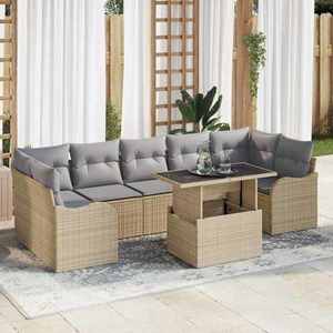 vidaXL Set de canapele pentru grădină cu pernă 8 pcs Bej Rattan poli imagine