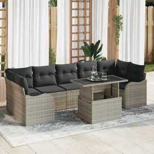 vidaXL Set de canapele pentru grădină 8 pcs Gri deschis Rattan poli imagine