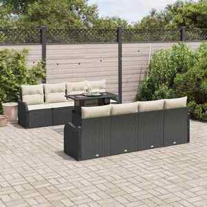vidaXL Set de canapele pentru grădină cu pernă 7 pcs Negru Rattan poli imagine