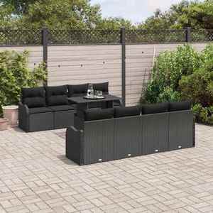vidaXL Set de canapele pentru grădină cu pernă 7 pcs Negru Rattan poli imagine
