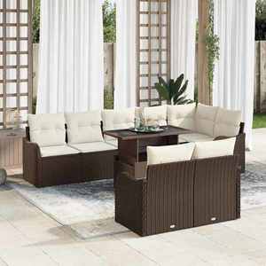 vidaXL Set de canapele pentru grădină cu pernă 9 pcs Maro Rattan poli imagine