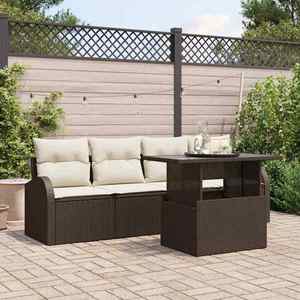 vidaXL Set de canapele pentru grădină cu pernă 5 pcs Maro Rattan poli imagine
