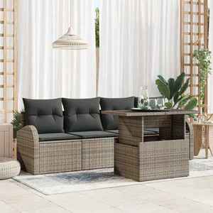vidaXL Set de canapele pentru grădină cu pernă 5 pcs Gri Rattan poli imagine