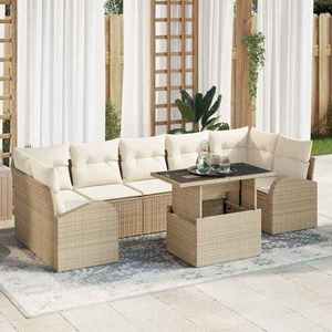vidaXL Set de canapele pentru grădină cu pernă 8 pcs Bej Rattan poli imagine