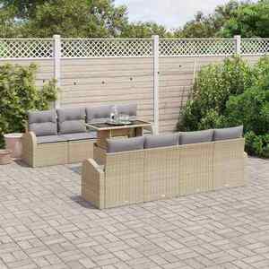 vidaXL Set de canapele pentru grădină cu pernă 7 pcs Bej Rattan poli imagine