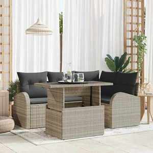 vidaXL Set de canapele pentru grădină 5 pcs Gri deschis Rattan poli imagine