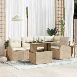 vidaXL Set de canapele pentru grădină cu pernă 6 pcs bej și crem imagine