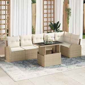 vidaXL Set de canapele pentru grădină cu pernă 7 pcs bej și crem imagine