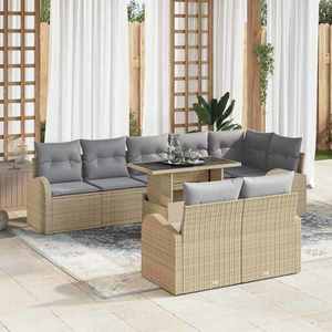 vidaXL Set de canapele pentru grădină 9 pcs bej și gri deschis imagine