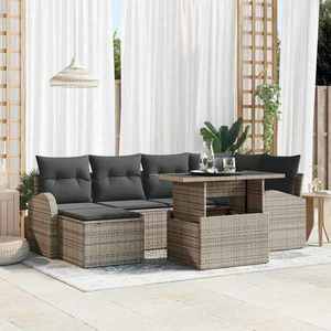 vidaXL Set de canapele pentru grădină cu pernă 7 pcs Gri imagine