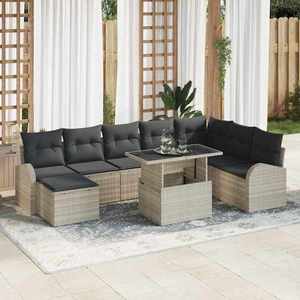 vidaXL Set de canapele pentru grădină cu pernă 9 pcs Gri deschis imagine