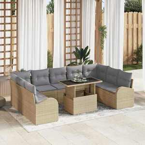 vidaXL Set de canapele pentru grădină 10 pcs bej și gri deschis imagine