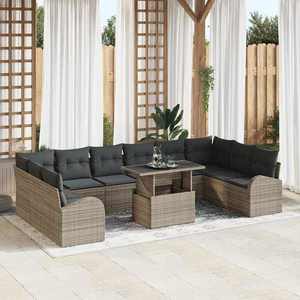vidaXL Set de canapele pentru grădină 11 pcs Gri 100 x 55 x 73 cm imagine