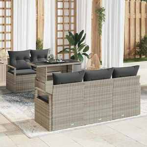 vidaXL Set de canapele pentru grădină cu pernă 6 pcs Gri deschis imagine