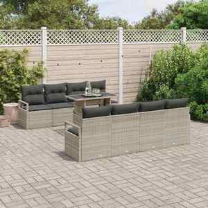 vidaXL Set de canapele pentru grădină cu pernă 7 pcs Gri deschis imagine