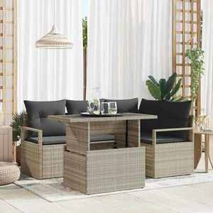 vidaXL Set de canapele pentru grădină cu pernă 5 pcs Gri deschis imagine
