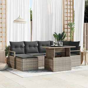 vidaXL Set de canapele pentru grădină cu pernă 7 pcs Gri imagine