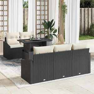 vidaXL Set de canapele pentru grădină cu pernă 6 pcs negru și crem imagine