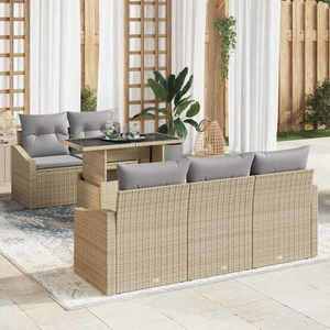 vidaXL Set de canapele pentru grădină 6 pcs bej și gri deschis imagine