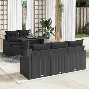 vidaXL Set de canapele pentru grădină 6 pcs Negru 100 x 55 x 73 cm imagine