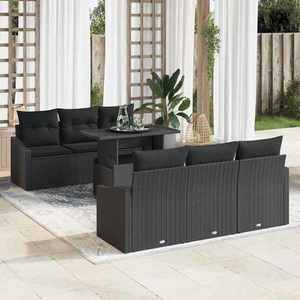 vidaXL Set de canapele pentru grădină 7 pcs Negru 100 x 55 x 73 cm imagine