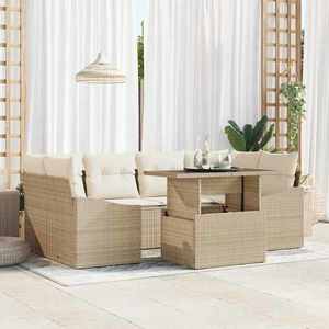 vidaXL Set de canapele pentru grădină cu pernă 7 pcs bej și crem imagine