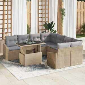 vidaXL Set de canapele pentru grădină 9 pcs bej și gri deschis imagine